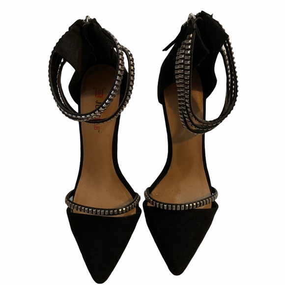 Just Fab Lilou black studded pointy toe heels women’s 7 - Picture 2 of 10